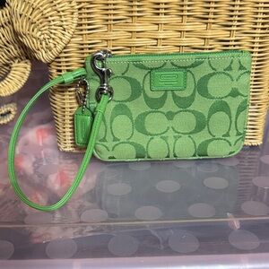 Coach Vibrant Green Logo Wristlet